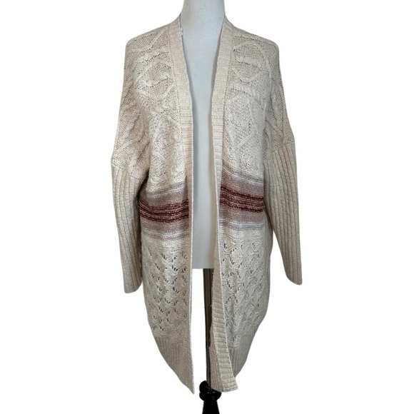 Anthropologie PILCRO Women Jemma Cable Knit Open Cardigan Sweater Sz M/L Petite - Picture 3 of 12